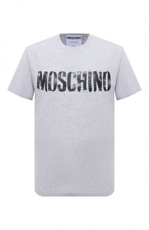 Хлопковая футболка Moschino. Цвет: серый