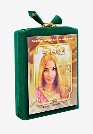 Краска для волос Aasha Herbals Аюрведическая Золотой Блонд, 100 г. Цвет: зеленый