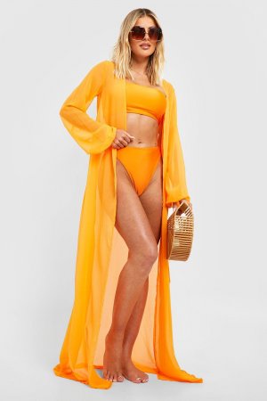 Шифоновое пляжное кимоно Essentials boohoo, оранжевый Boohoo