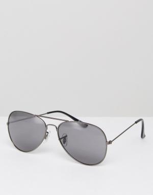Черные солнцезащитные очки-авиаторы Burton Menswear. Цвет: черный