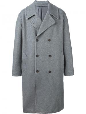 Двубортное пальто 08Sircus. Цвет: серый