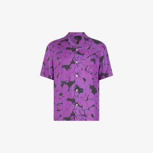Тканая рубашка Kaza с короткими рукавами и цветочным принтом Allsaints, фиолетовый AllSaints