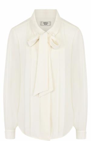 Однотонная блуза прямого кроя с воротником аскот Weill. Цвет: кремовый