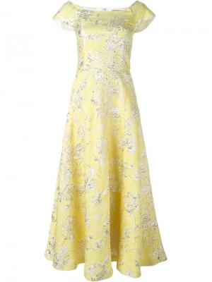 Расклешенное платье с вышивкой Pascal Millet. Цвет: жёлтый и оранжевый