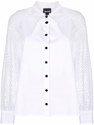 Рубашка с прозрачными рукавами Just Cavalli. Цвет: белый