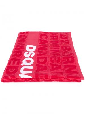 Пляжное полотенце с принтом-логотипом Dsquared2. Цвет: красный
