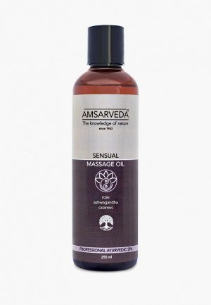 Масло массажное Amsarveda специальное  SENSUAL с ашвагандой и маслом семян хельбы Massage Oil, 250 мл. Цвет: коричневый