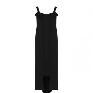 Однотонное шерстяное платье-миди свободного кроя Yohji Yamamoto. Цвет: чёрный