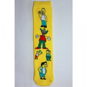 Носки унисекс яркий принт вышивка персонажи Симпсоны Гомер Барт Лиза Мардж клоун Красти 36-43 размер хлопок Frida. Цвет: желтый