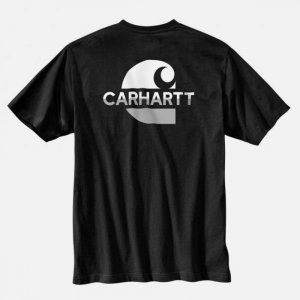 CARHARTT 105710 Свободная футболка Heavyweight C с короткими рукавами и графикой ЧЕРНАЯ 94599