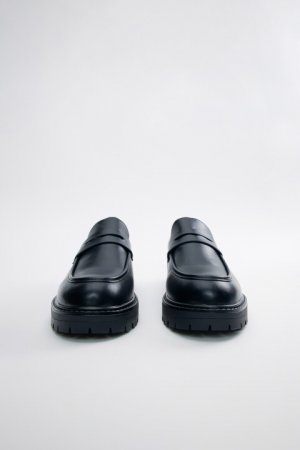 Туфли-лоферы высокие из искусственной кожи befree. Цвет: черный