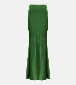 Атласная юбка макси с высокой посадкой, зеленый Victoria Beckham