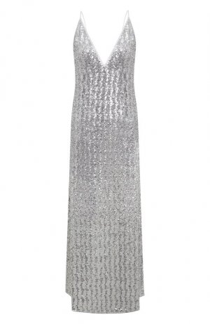Платье с отделкой пайетками OSEREE. Цвет: серебряный