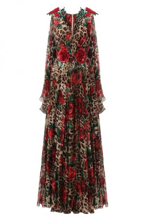 Шелковое платье Dolce & Gabbana. Цвет: разноцветный
