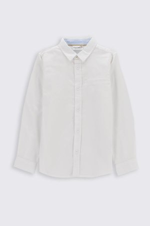 Рубашка с длинным рукавом белая однотонная имитацией карманов Coccodrillo