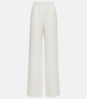 Широкие брюки из шелка с высокой посадкой , белый Valentino