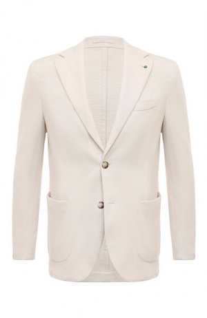 Хлопковый пиджак Giampaolo. Цвет: кремовый