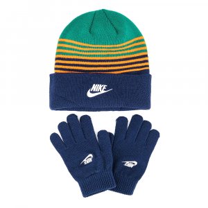 Детский набор: шапка и перчатки Striped Beanie & Gloves Set Nike. Цвет: разноцветный