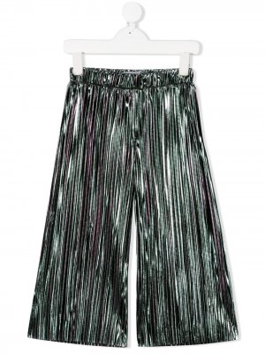 Широкие брюки с вышивкой Le Gemelline By Feleppa. Цвет: серый