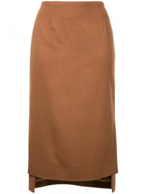 Облегающая юбка миди Estnation. Цвет: коричневый