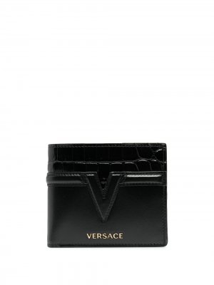 Картхолдер с тисненым логотипом Versace. Цвет: черный