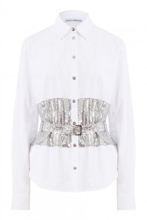Бело-серебристая блузка Paco Rabanne. Цвет: белый