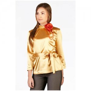 Блуза SettyS Collection, повседневный стиль, размер 50, золотой Setty'S Collection. Цвет: золотистый