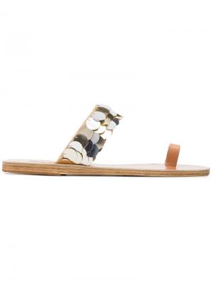 Сандалии с пайетками Thraki Ancient Greek Sandals. Цвет: металлик