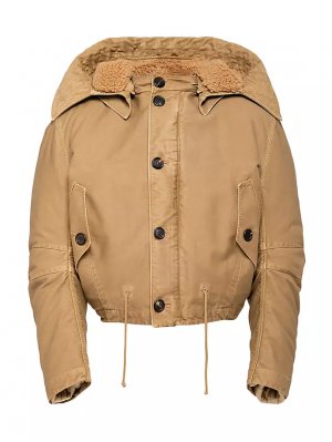 Хлопковая куртка-бомбер , коричневый Prada