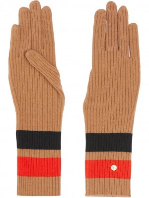 Перчатки с полосками и монограммой Burberry. Цвет: нейтральные цвета