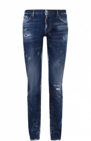 Зауженные джинсы с декоративными потертостями Dsquared2. Цвет: синий