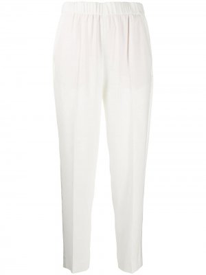 Зауженные брюки с эластичным поясом Escada. Цвет: белый