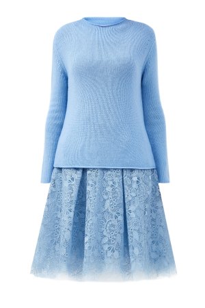 Платье 2 в 1 со съемным кашемировым джемпером ERMANNO SCERVINO. Цвет: голубой