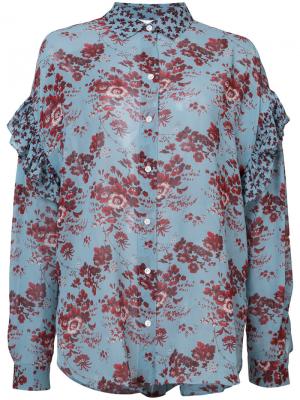 Блузка с цветочным принтом Robert Rodriguez. Цвет: синий