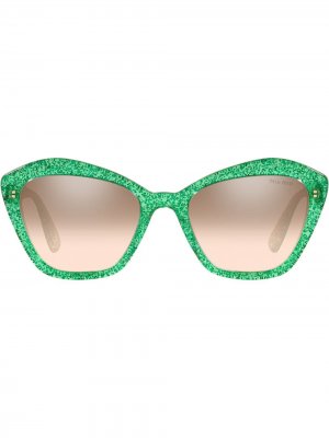 Солнцезащитные очки в оправе кошачий глаз Miu Eyewear. Цвет: зеленый