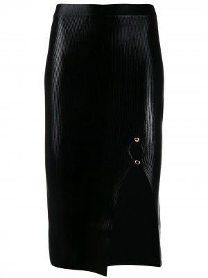 Ламинированная юбка мини Versace Jeans Couture. Цвет: черный