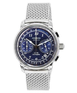 Zeppelin LZ126 Лос-Анджелес Хронограф Кварцевые мужские часы из нержавеющей стали с синим циферблатом 7614M3