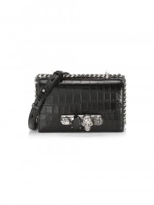 Миниатюрная сумка-портфель с тиснением под крокодила Alexander McQueen