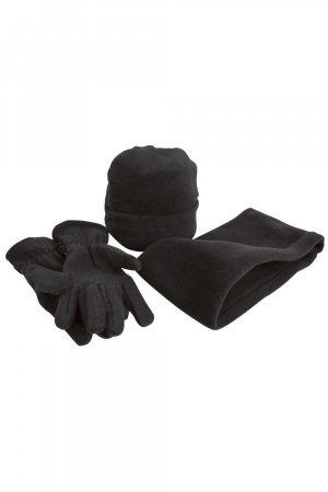 Зимняя шапка, перчатки и утеплитель для шеи Active из флиса , черный Result