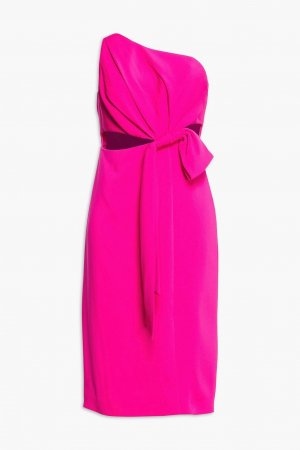 Платье из крепа на одно плечо с бантом и вырезом ML MONIQUE LHUILLIER, розовый Lhuillier
