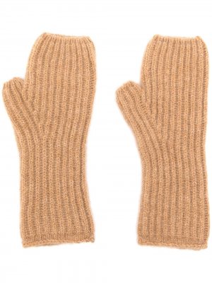 Кашемировые перчатки в рубчик Pringle of Scotland. Цвет: коричневый