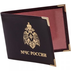 Обложка для удостоверения на удостоверение Мчс России 659671, красный, золотой Kamukamu