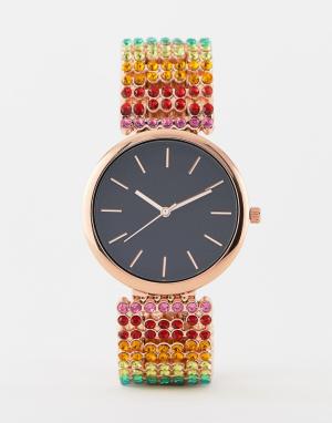 Часы с ремешком из разноцветных кристаллов -Мульти ASOS DESIGN