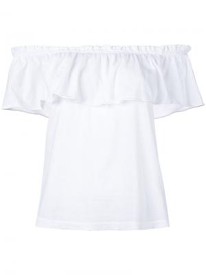 Блузка с открытыми плечами Current/Elliott. Цвет: белый