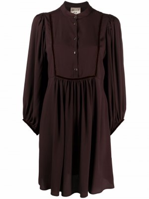 Короткое платье-трапеция с длинными рукавами Semicouture. Цвет: коричневый