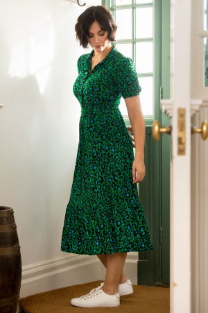 Многослойное платье-рубашка Jodie из переработанного трикотажа , зеленый Pour Moi