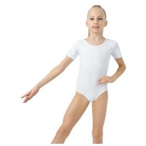 Гимнастические купальники и костюмы Купальник гимнастический, с коротким рукавом, размер 36, цвет белый Grace Dance. Цвет: белый
