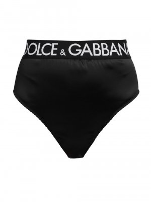 Трусы бикини с высокой талией и логотипом DOLCE&GABBANA, черный Dolce&Gabbana