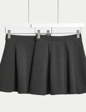 2 пары школьных юбок из джерси для девочек (2–18 лет) , серый Marks & Spencer