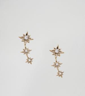 Позолоченные серьги-клаймберы с отделкой в виде звезд Estella Bartlett. Цвет: золотой
